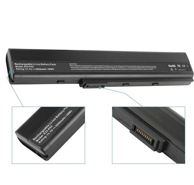 Батарея ASUS A32-K52 для A40, A42, A52, A62, B53, F85, F86, K42, K52, K62, P52, P62, P82, X42, X52, X67 5200mah 10.8V AS/K52-5200 фото
